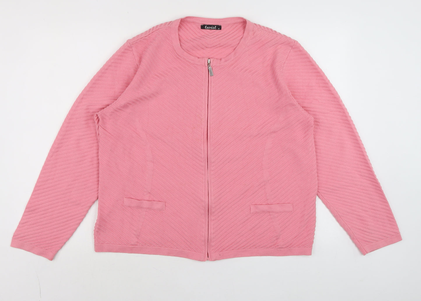 Twist Womens Pink Full Zip Knit Jumper Size 18