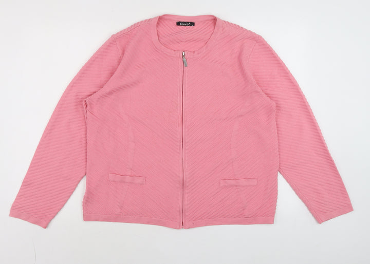 Twist Womens Pink Full Zip Knit Jumper Size 18