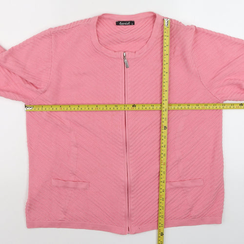 Twist Womens Pink Full Zip Knit Jumper Size 18