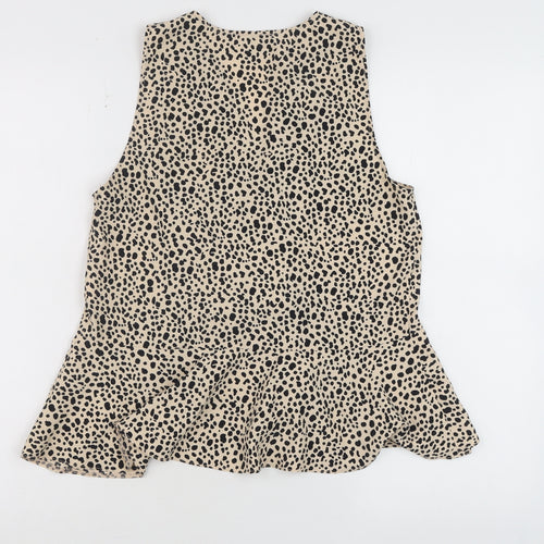 River Island Womens Beige Animal Print Sleeveless Wrap Blouse Size 12