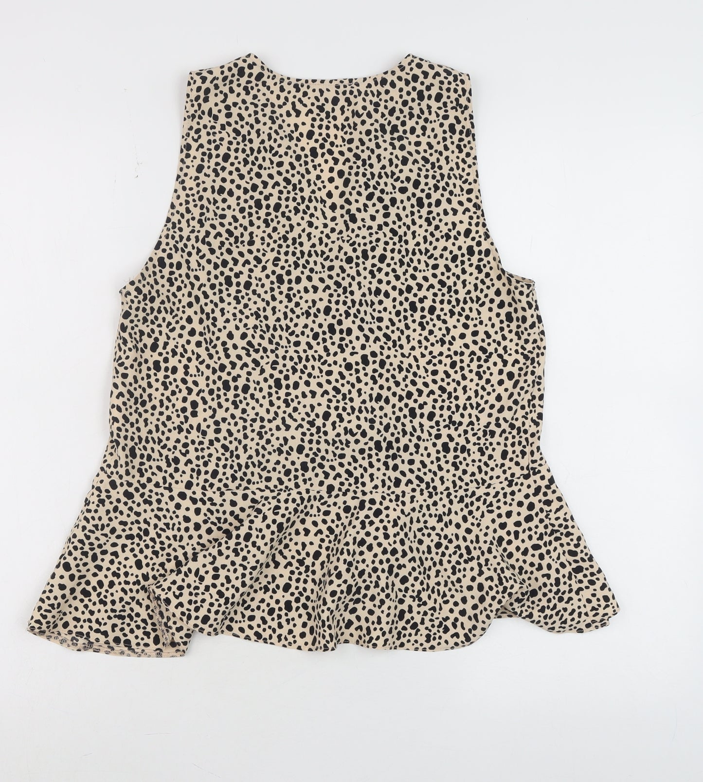 River Island Womens Beige Animal Print Sleeveless Wrap Blouse Size 12