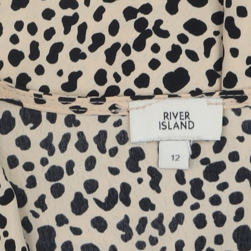 River Island Womens Beige Animal Print Sleeveless Wrap Blouse Size 12