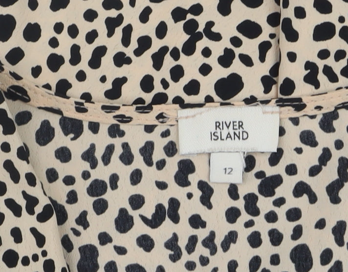 River Island Womens Beige Animal Print Sleeveless Wrap Blouse Size 12