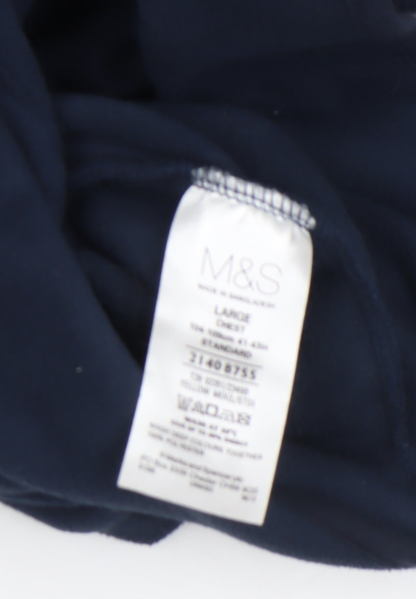 Marks and Spencer Blue Harbour Men’s Navy Fleece 1/4 Zip Sweatshirt L