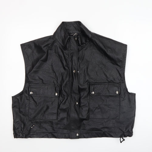 I SAW IT FIRST Women’s Black Faux Leather Biker Waistcoat Size 10