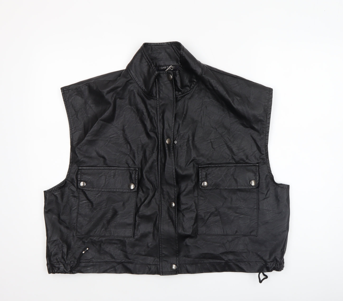 I SAW IT FIRST Women’s Black Faux Leather Biker Waistcoat Size 10