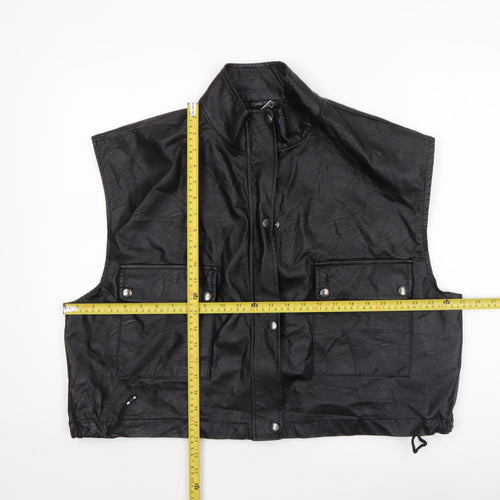 I SAW IT FIRST Women’s Black Faux Leather Biker Waistcoat Size 10