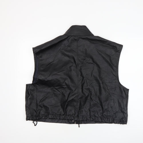 I SAW IT FIRST Women’s Black Faux Leather Biker Waistcoat Size 10
