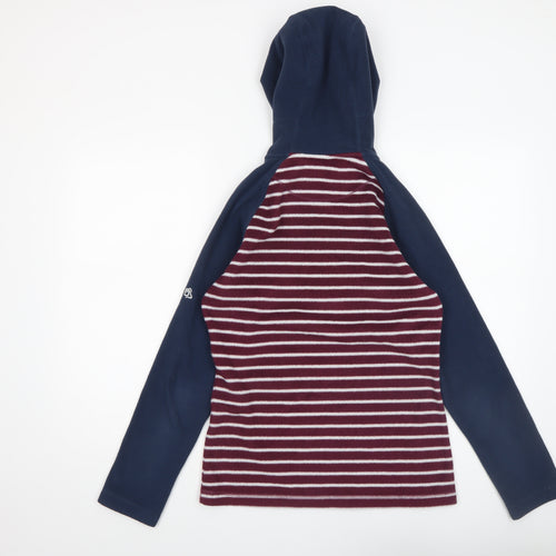 Craghoppers Womens Navy Burgundy Striped 1/2 Zip Fleece Hoodie UK 8