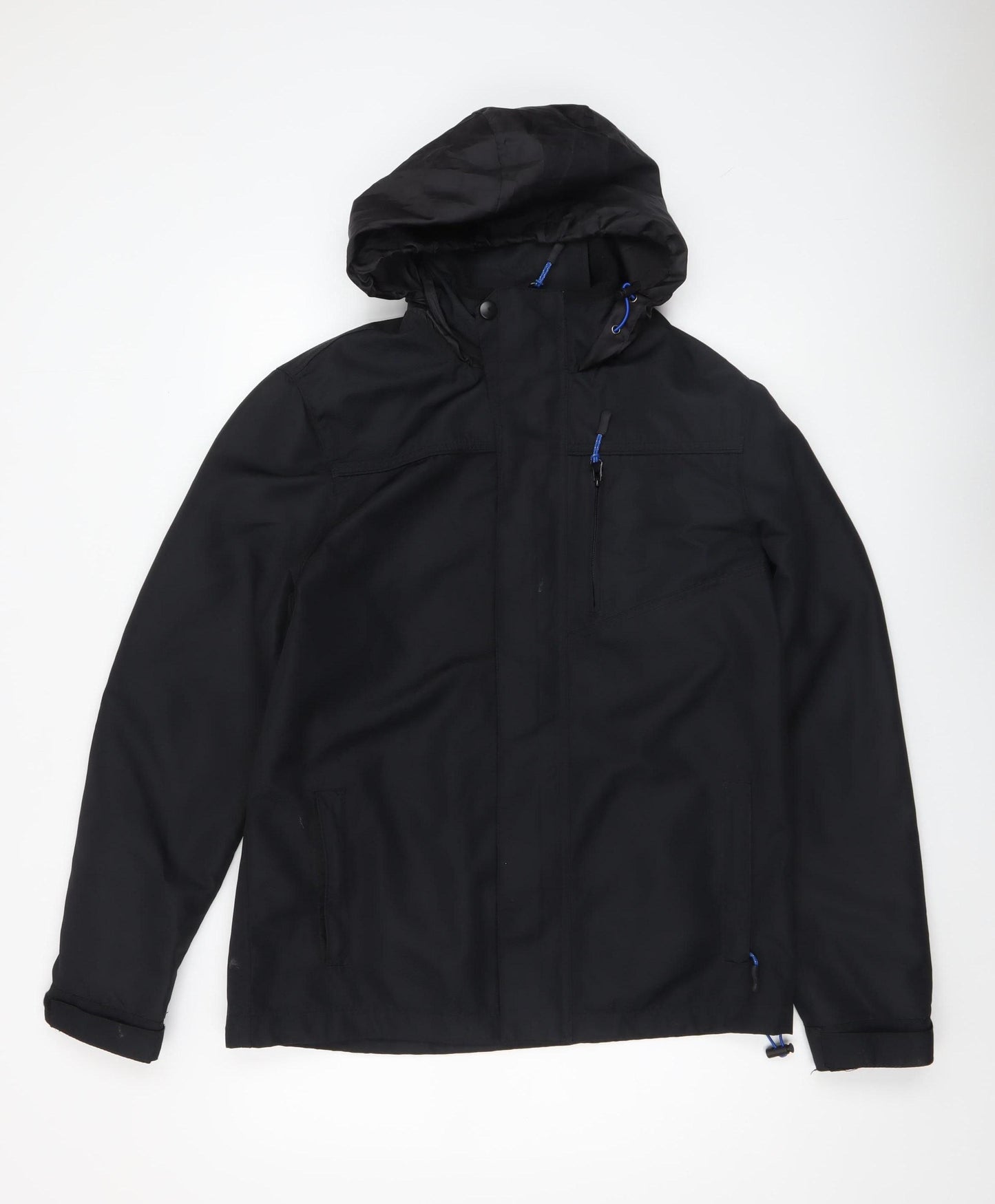 F&F Men's Black Waterproof Hooded Parka Jacket Size M