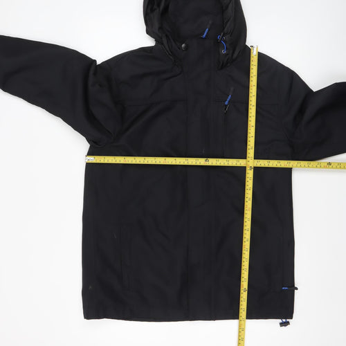 F&F Men's Black Waterproof Hooded Parka Jacket Size M