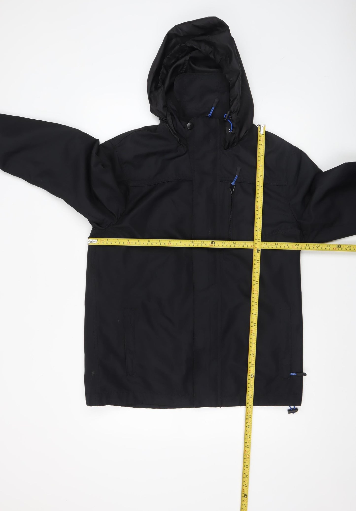 F&F Men's Black Waterproof Hooded Parka Jacket Size M