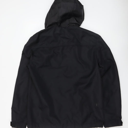 F&F Men's Black Waterproof Hooded Parka Jacket Size M