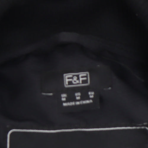 F&F Men's Black Waterproof Hooded Parka Jacket Size M