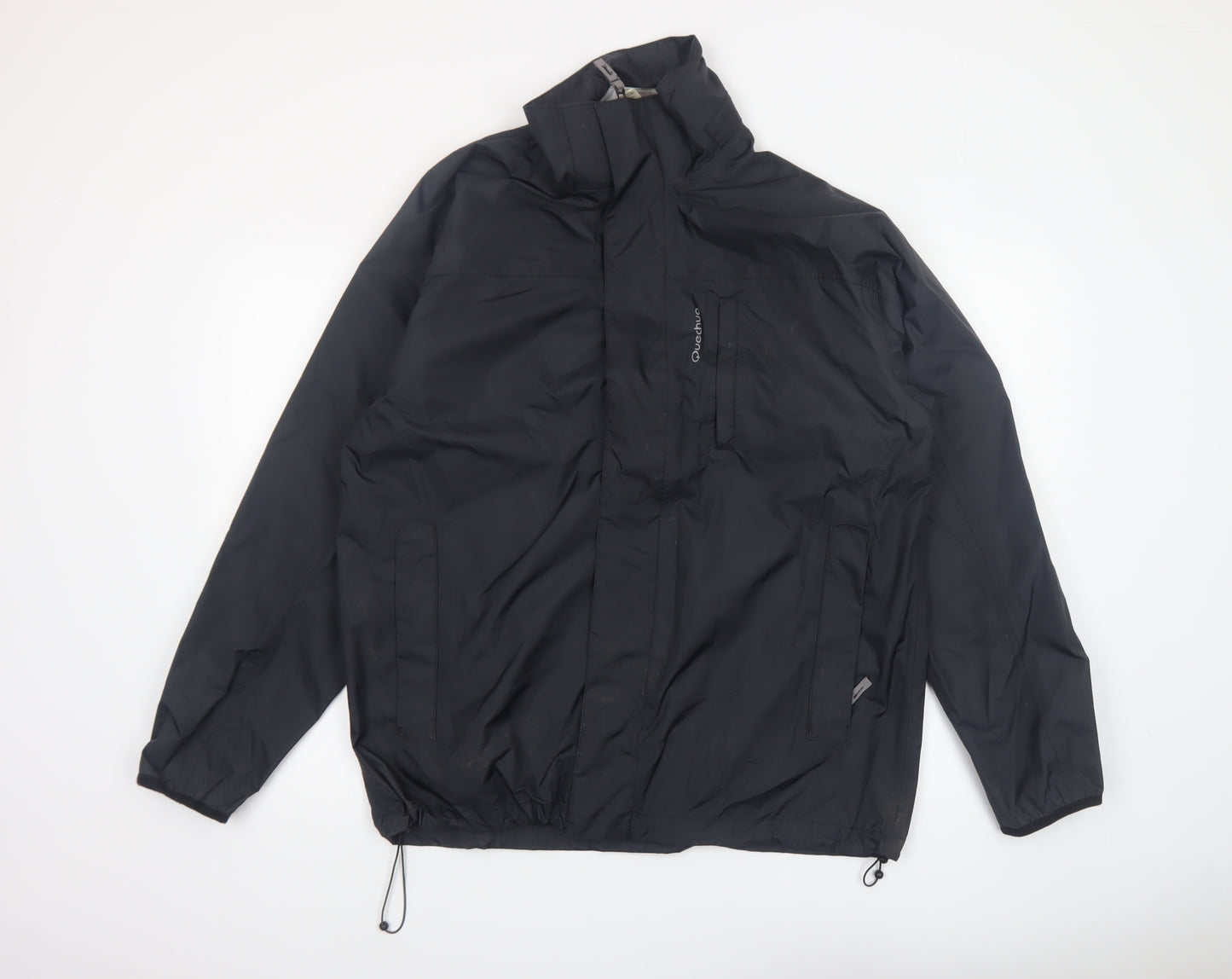 Quechua Men's Black M Waterproof Rain Jacket Windproof Hiking Coat