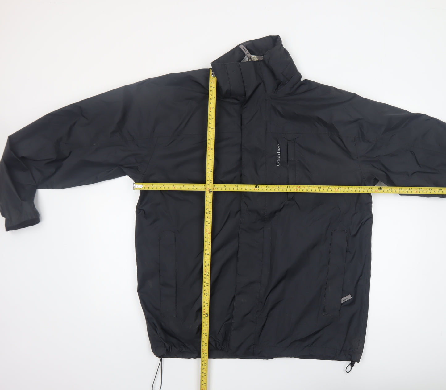 Quechua Men's Black M Waterproof Rain Jacket Windproof Hiking Coat