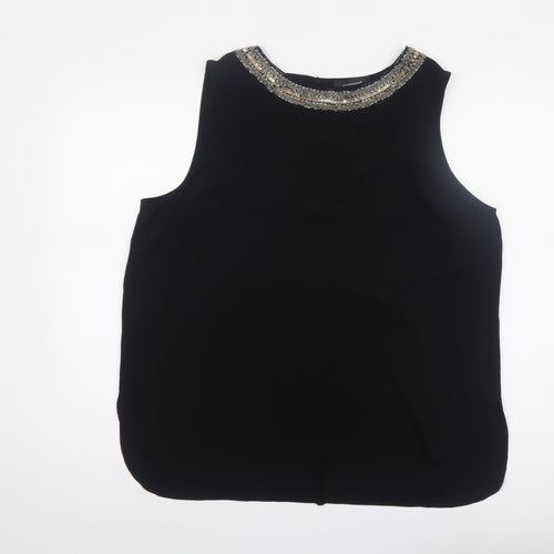 Atmosphere Womens Black Beaded Neck Sleeveless Blouse Size 18