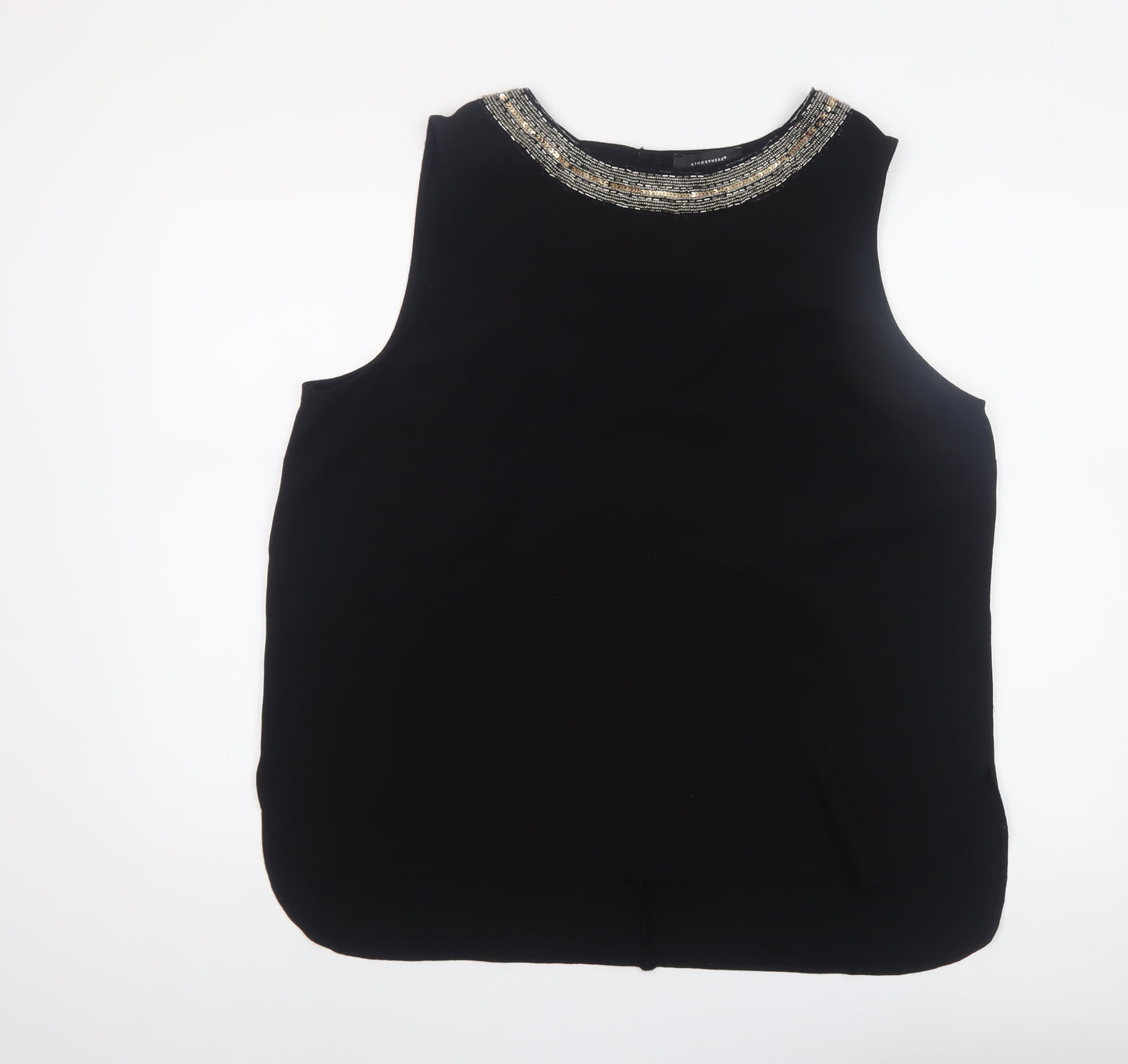Atmosphere Womens Black Beaded Neck Sleeveless Blouse Size 18