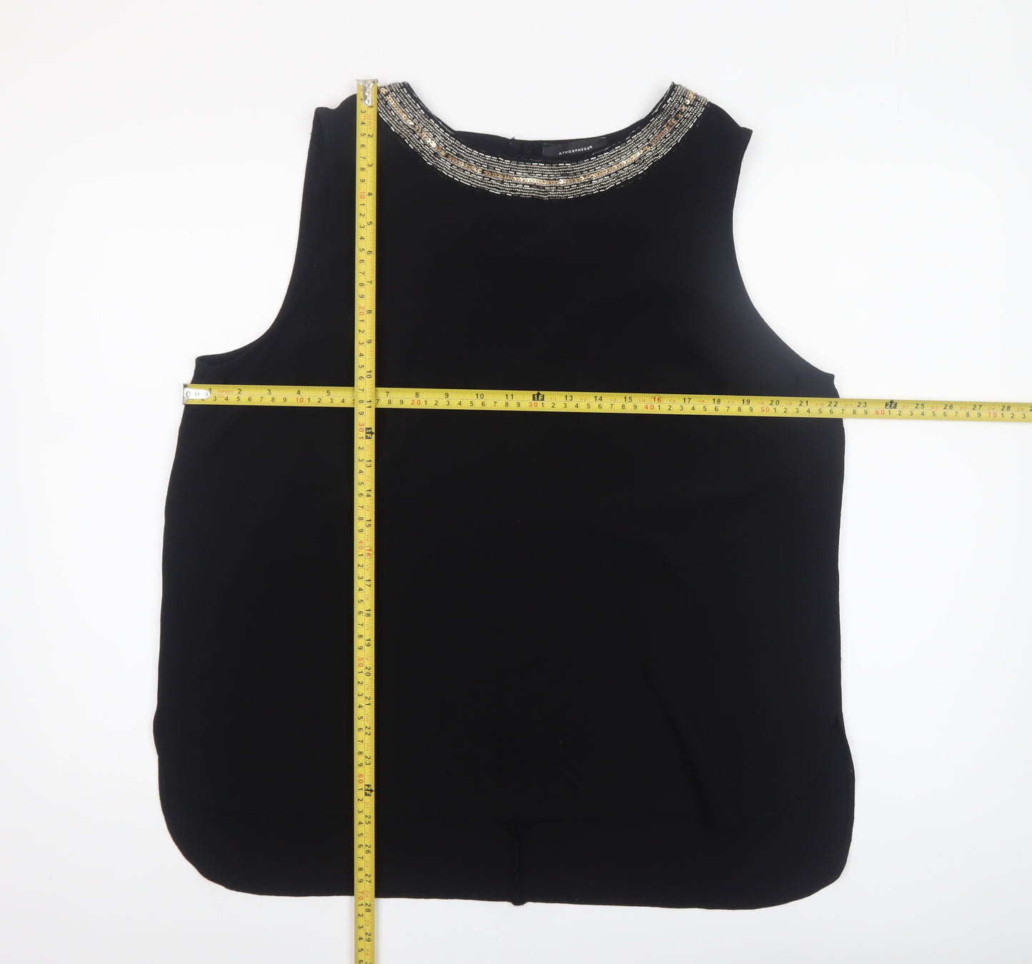 Atmosphere Womens Black Beaded Neck Sleeveless Blouse Size 18
