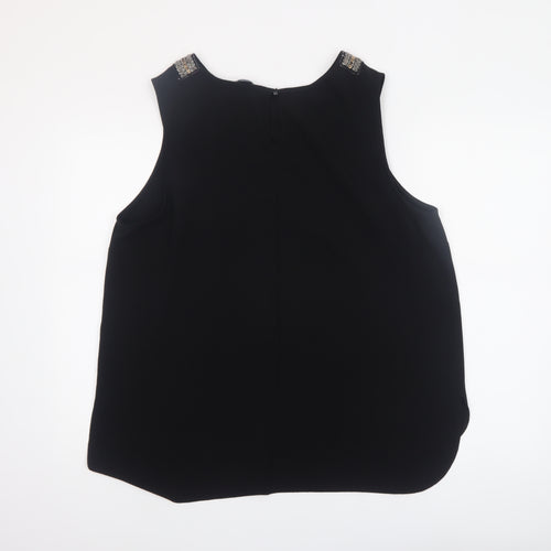 Atmosphere Womens Black Beaded Neck Sleeveless Blouse Size 18