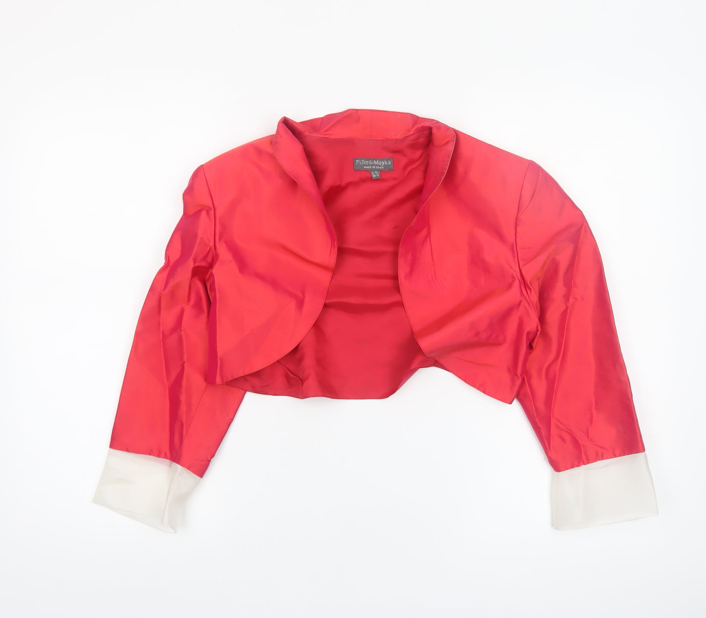 Pifer & Mayka Women's Red Cropped Satin Blazer Size 12