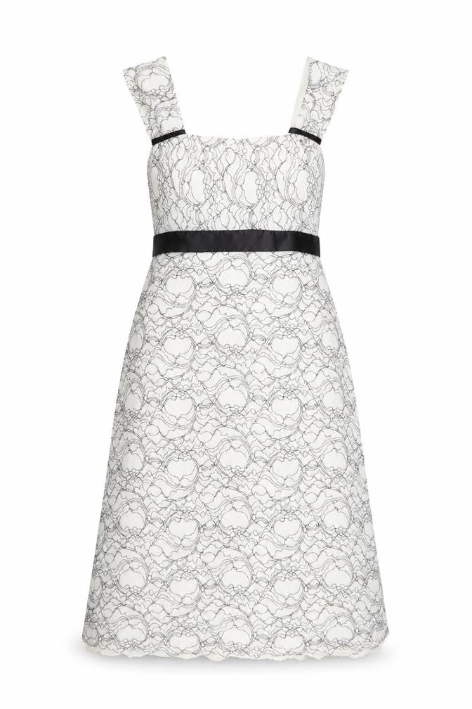 Allison Women's Ivory Lace A-Line Knee Length Dress Size 14
