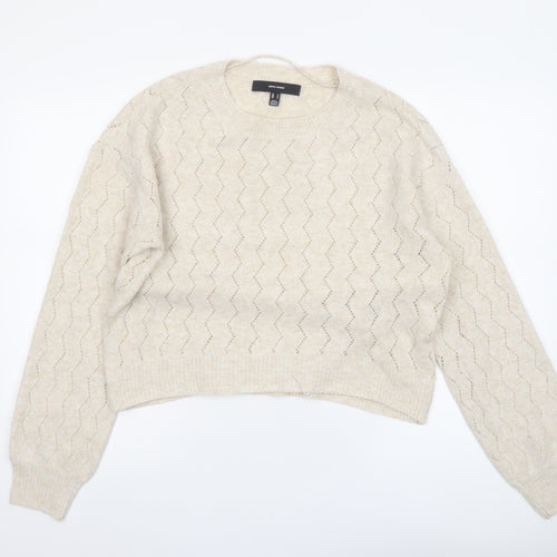 Vero Moda Women’s Beige Cable Knit Pullover Jumper Size M