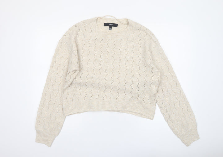 Vero Moda Women’s Beige Cable Knit Pullover Jumper Size M