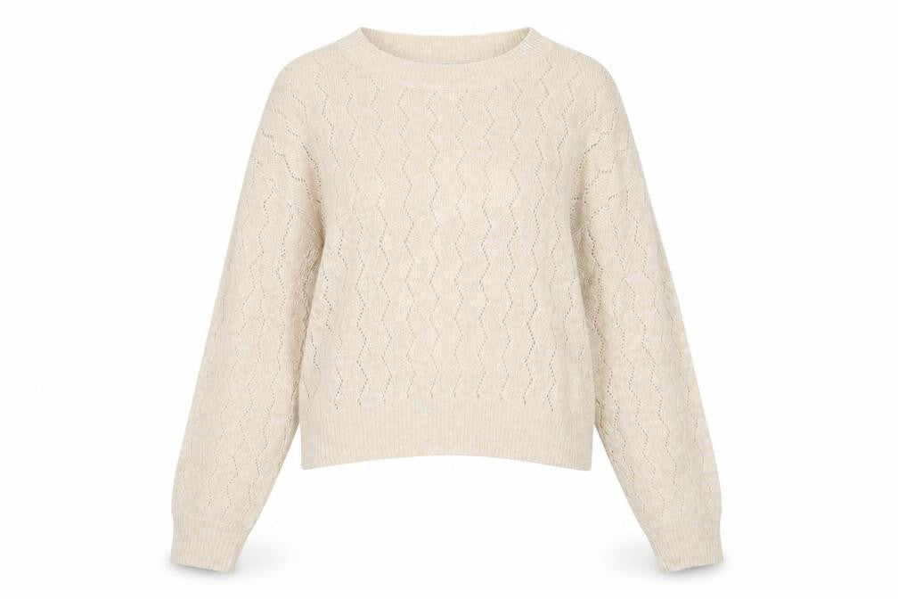 Front view of Vero Moda Women’s Beige Cable Knit jumper, size M