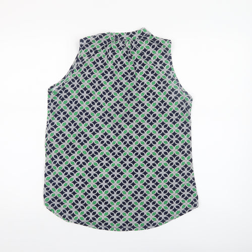 SJS Women's Multicoloured Geometric Sleeveless V-Neck Blouse M