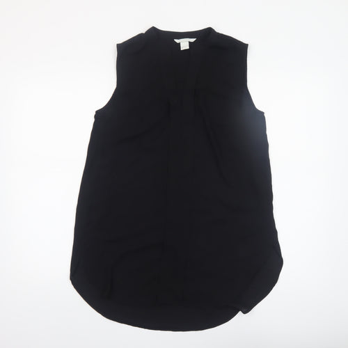 H&M Women Black Sleeveless V-Neck Chiffon Blouse Size 10