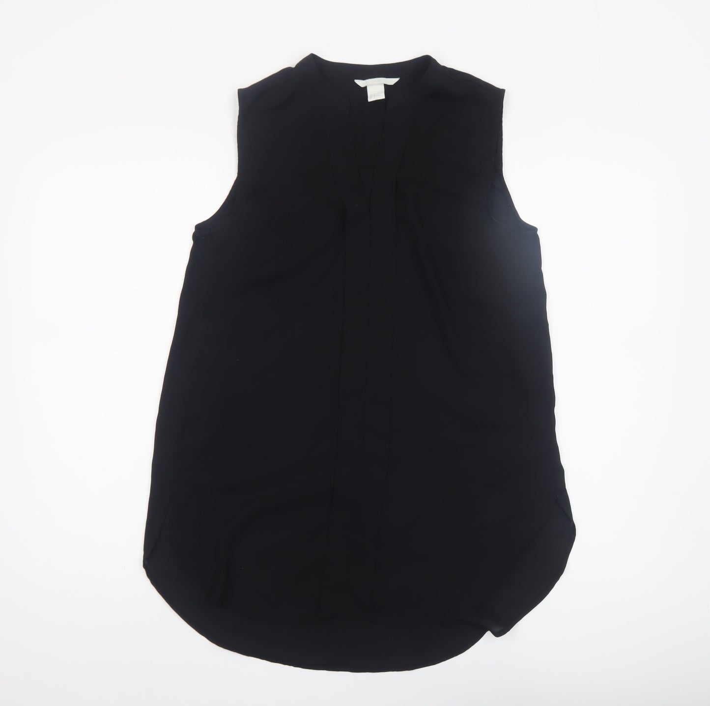 H&M Women Black Sleeveless V-Neck Chiffon Blouse Size 10