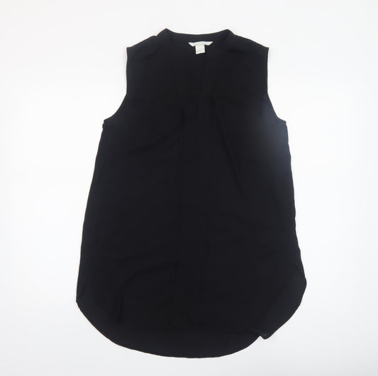 H&M Women Black Sleeveless V-Neck Chiffon Blouse Size 10