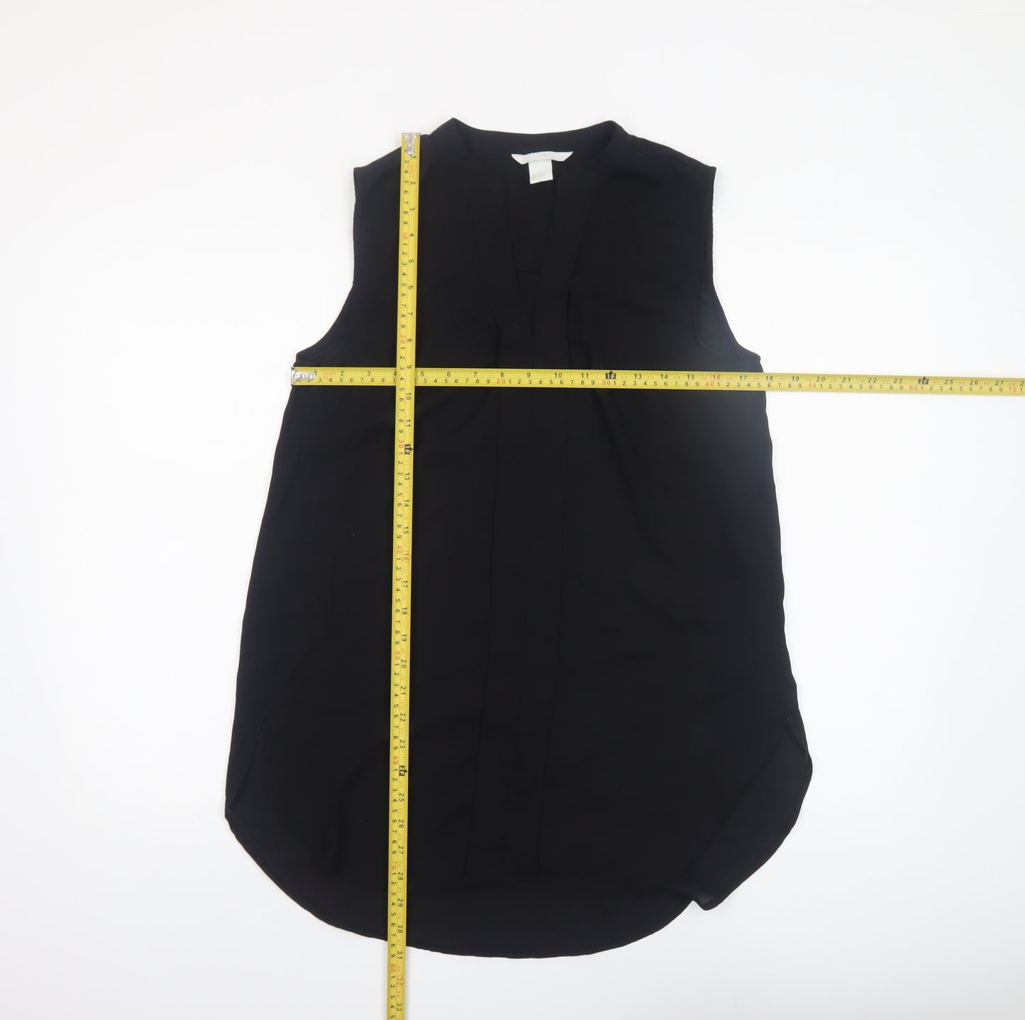 H&M Women Black Sleeveless V-Neck Chiffon Blouse Size 10