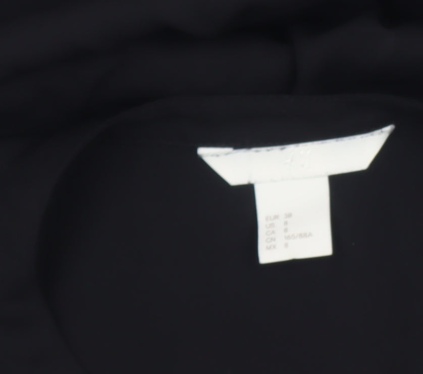 H&M Women Black Sleeveless V-Neck Chiffon Blouse Size 10