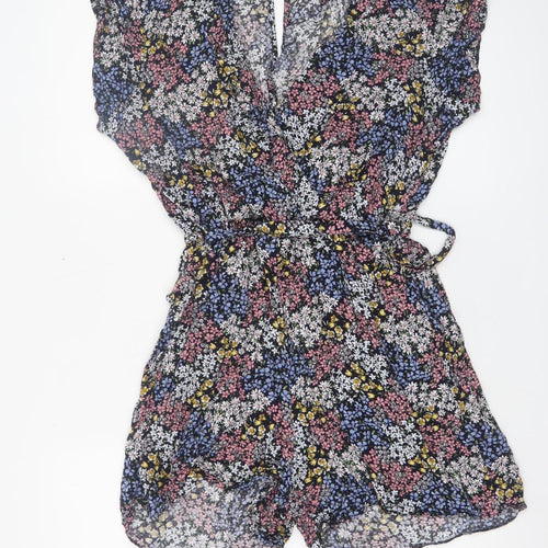 New Look Womens Multicoloured Floral Viscose Short Playsuit Size 16