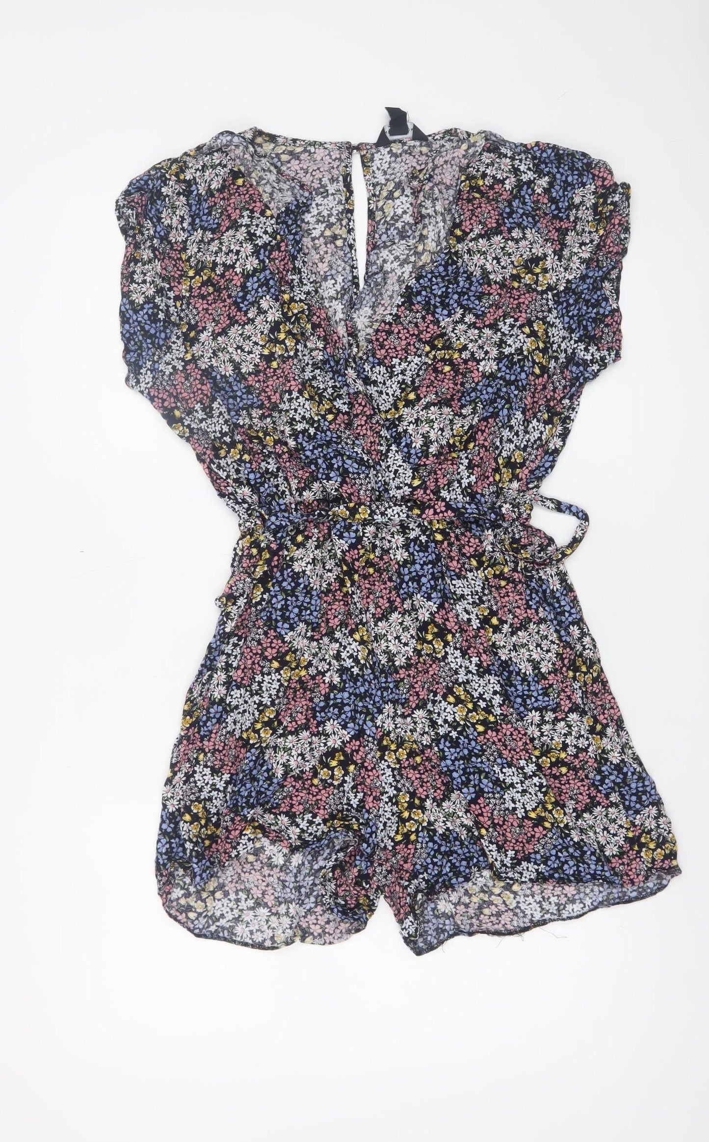 New Look Womens Multicoloured Floral Viscose Short Playsuit Size 16