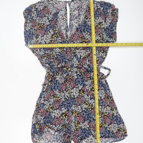 New Look Womens Multicoloured Floral Viscose Short Playsuit Size 16