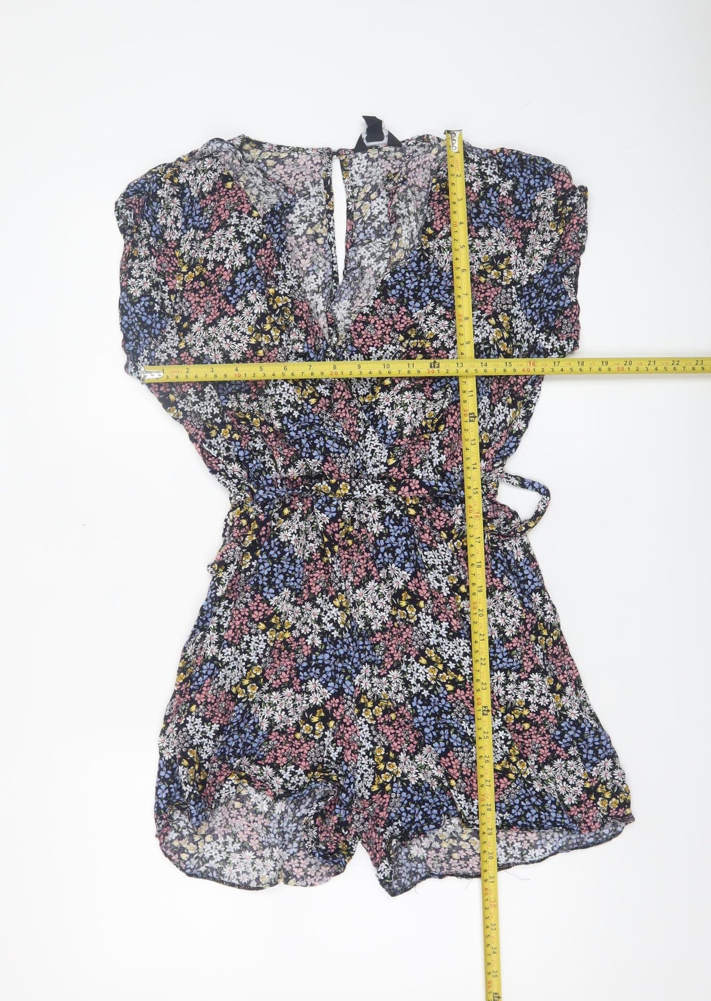 New Look Womens Multicoloured Floral Viscose Short Playsuit Size 16