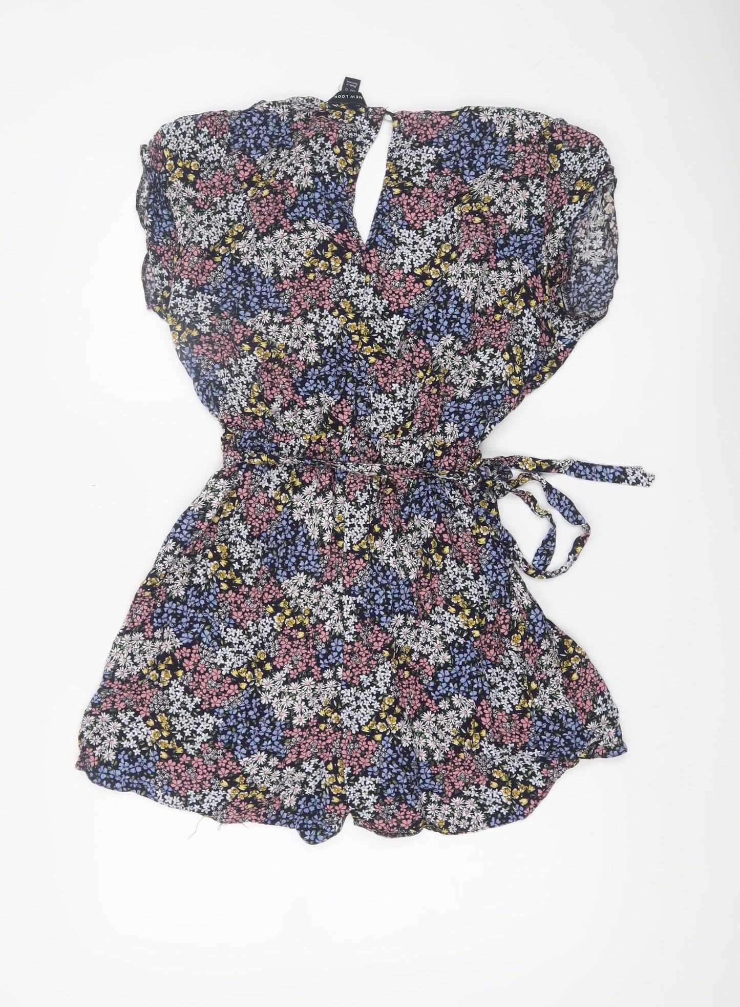 New Look Womens Multicoloured Floral Viscose Short Playsuit Size 16