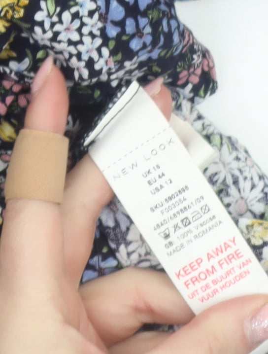 New Look Womens Multicoloured Floral Viscose Short Playsuit Size 16