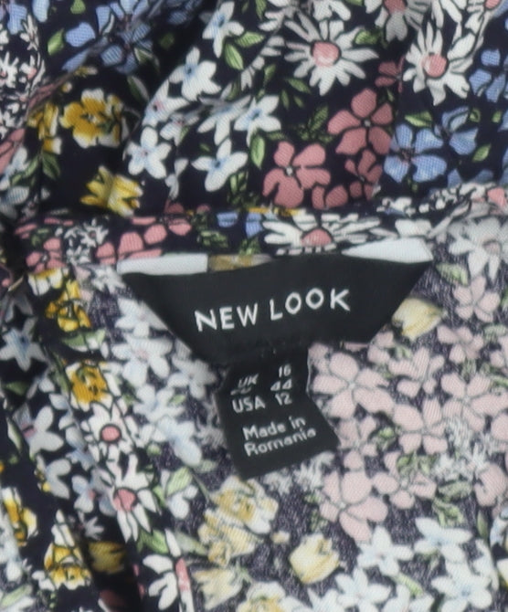 New Look Womens Multicoloured Floral Viscose Short Playsuit Size 16