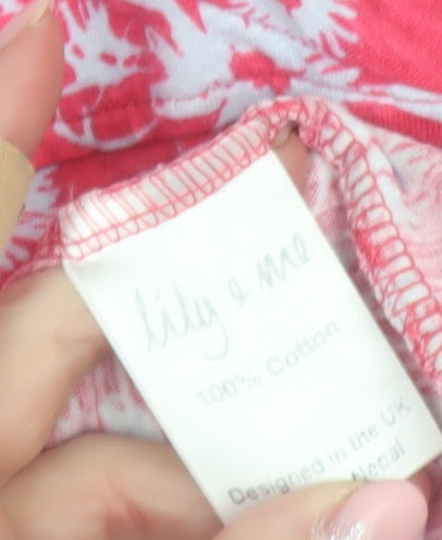 Lily & Me Women’s Pink Floral 3/4 Sleeve Tunic Top Size 12