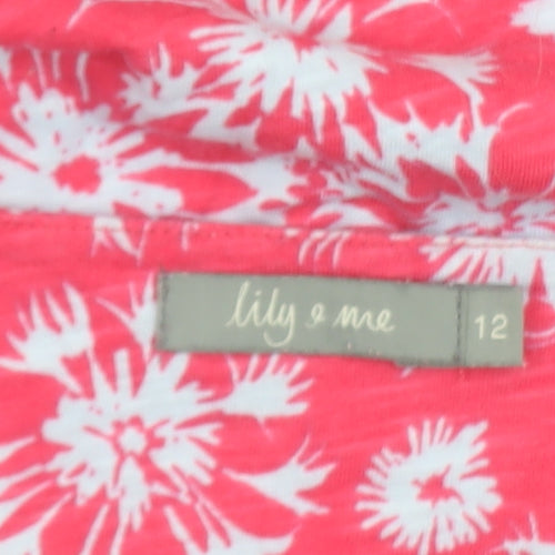 Lily & Me Women’s Pink Floral 3/4 Sleeve Tunic Top Size 12