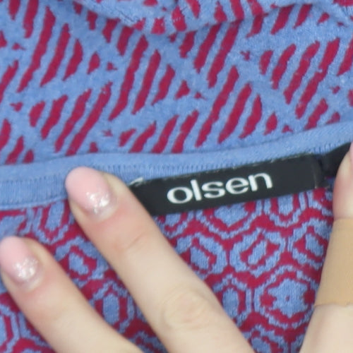 Olsen Womens Purple Geometric V-Neck 3/4 Sleeve Jersey Top Size 12