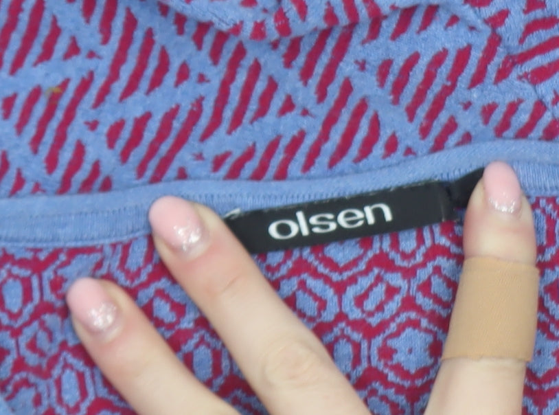 Olsen Womens Purple Geometric V-Neck 3/4 Sleeve Jersey Top Size 12