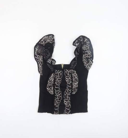 River Island Women's Black Lace Camisole Blouse Size 10