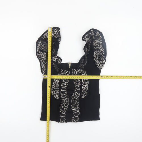 River Island Women's Black Lace Camisole Blouse Size 10