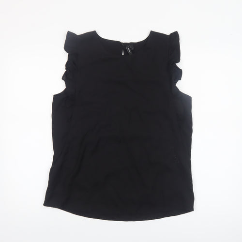 Vero Moda Women's Black Ruffle Sleeveless Tunic Blouse Size L