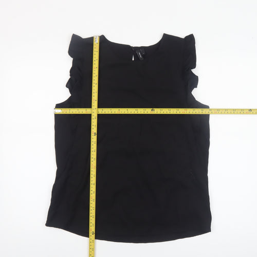 Vero Moda Women's Black Ruffle Sleeveless Tunic Blouse Size L